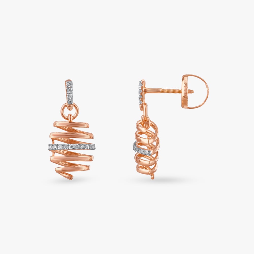 Spiral Glow Diamond Drop Earrings,,hi-res image number null