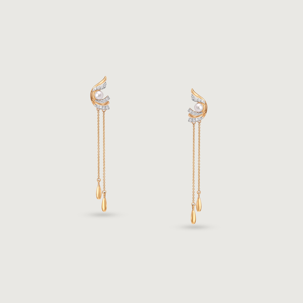 Luminous Cascade Gold & Diamond Drop Earrings,,hi-res image number null