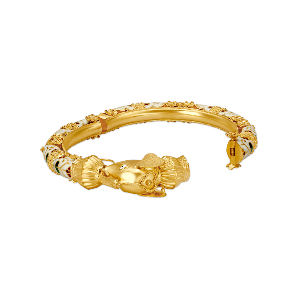 Glass Bangle- Amber Yellow Elephant Design (Set of 2) main image 1