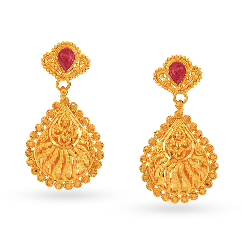 22 Karat Gold Pendant Earrings Set,,hi-res image number null