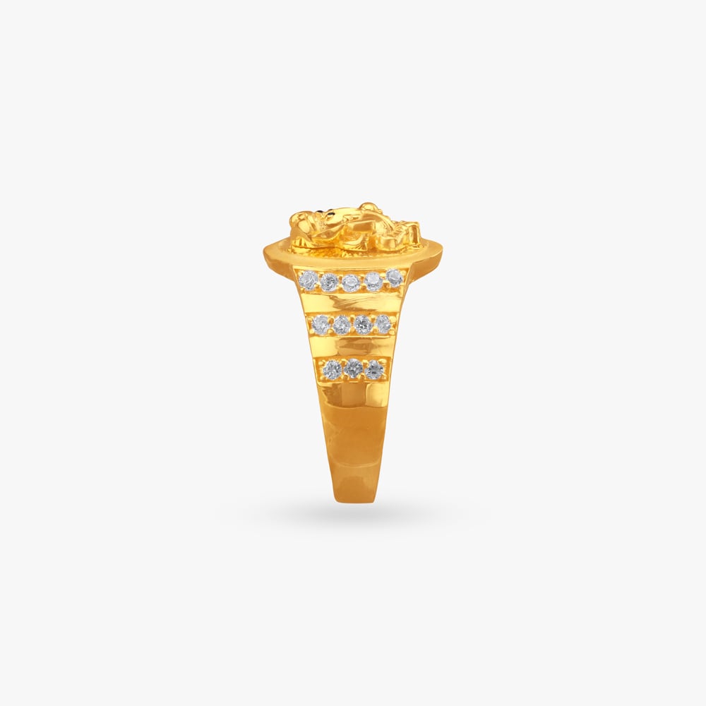 Ganesha Shield Gold Ring For Men,,hi-res image number null