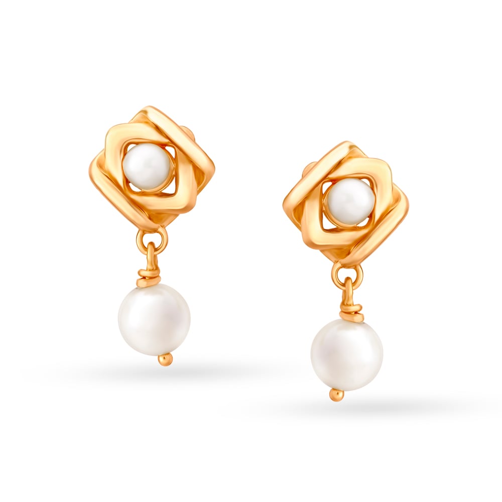 Alluring Geometric Pearl Drop Earrings