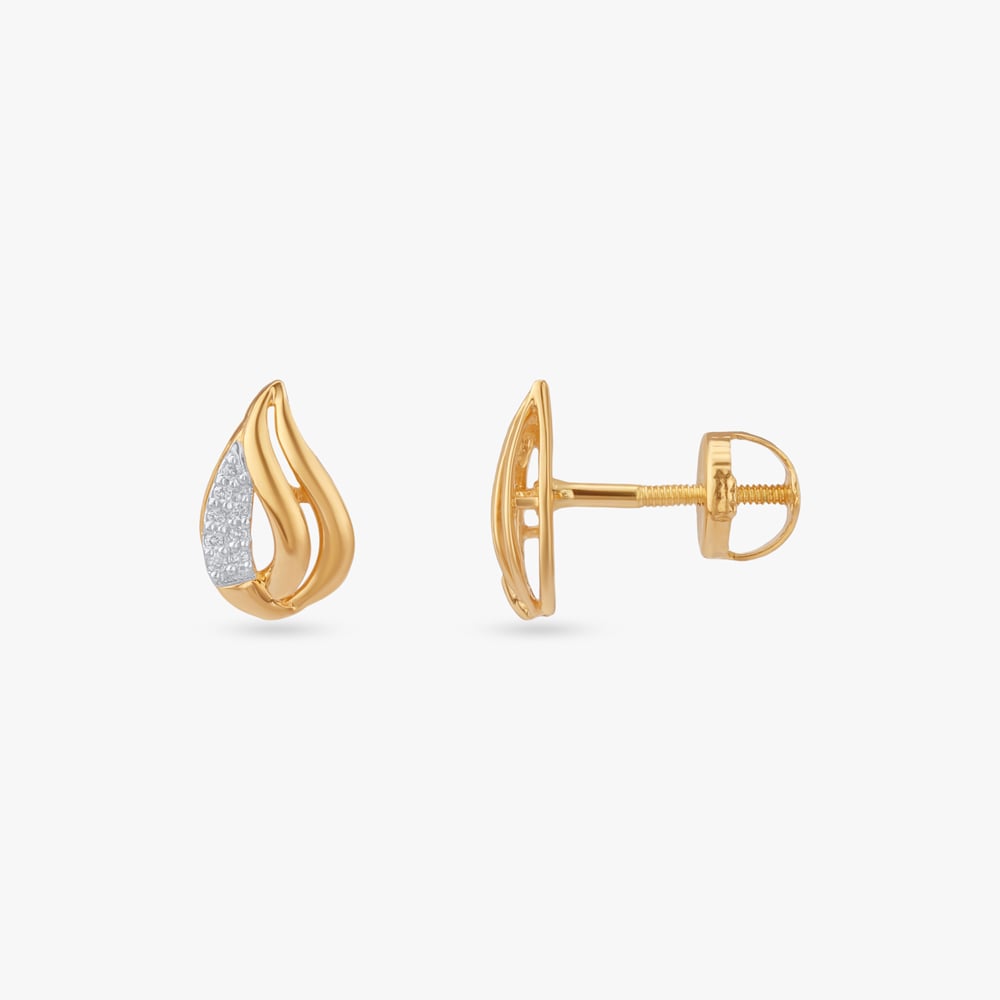 Flowing Leaf Diamond Stud Earrings,,hi-res image number null