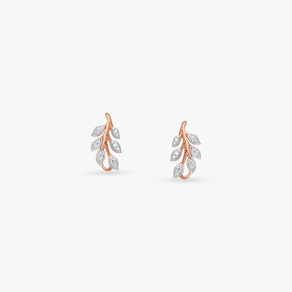 Whispering Leaves Diamond Stud Earrings,,hi-res image number null