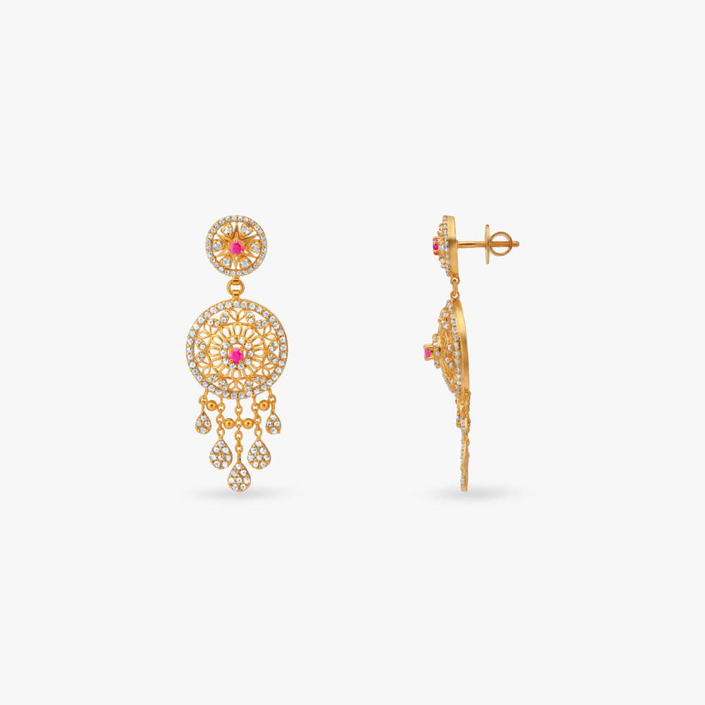 Royal Radiance Open Polki Gold Drop Earrings,,hi-res image number null