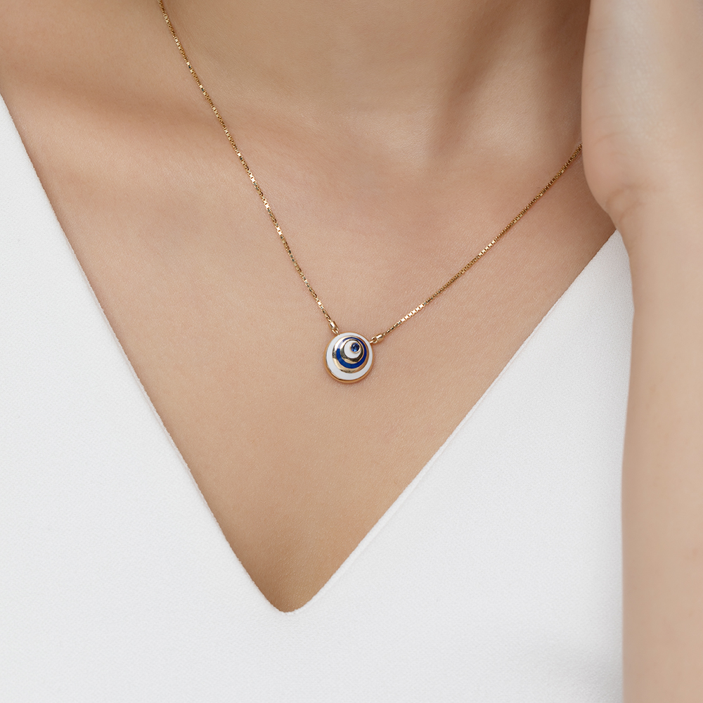 Orbital Aura Evil Eye Gold Necklace,,hi-res image number null