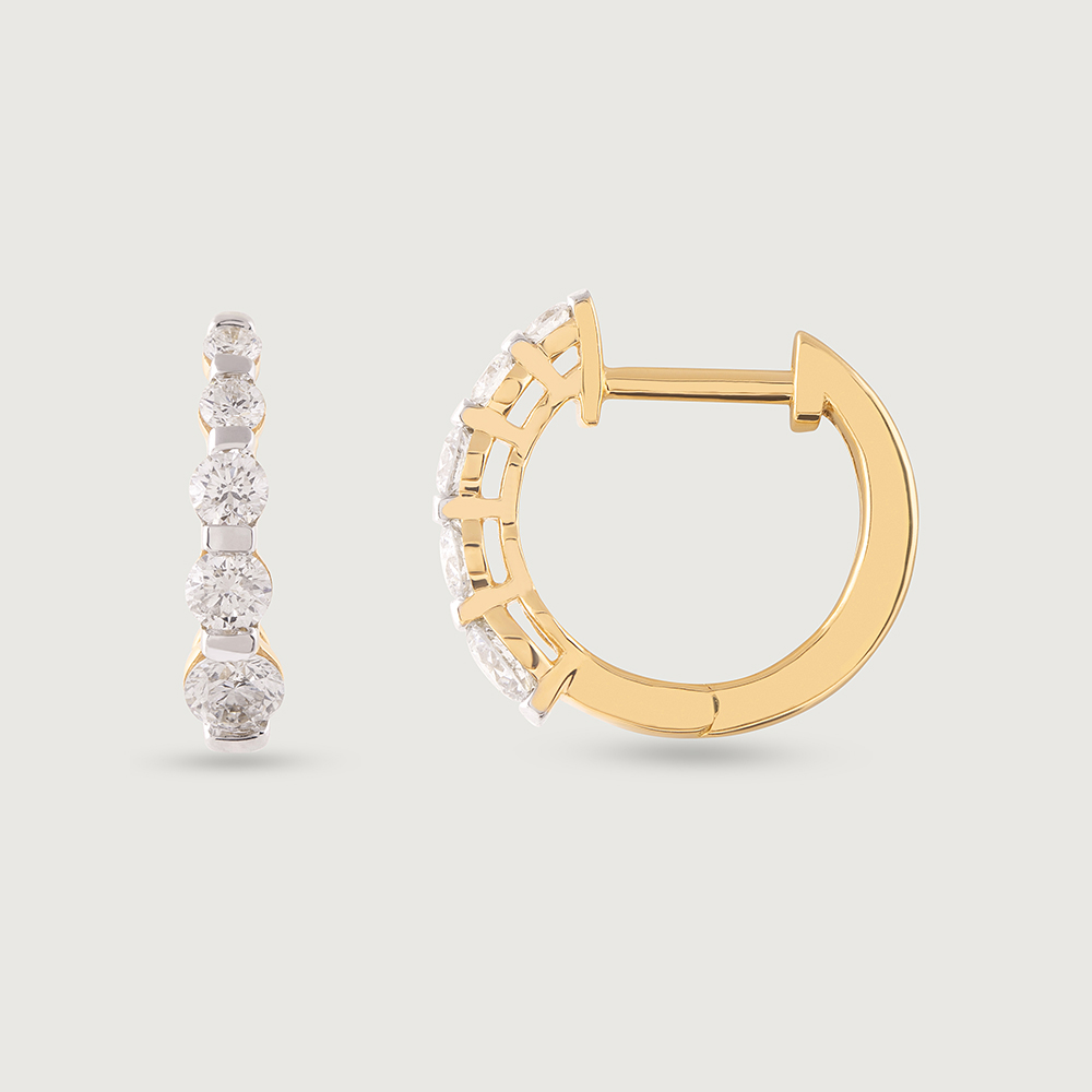 Radiant Shimmer Gold & Diamond Hoop Earrings,,hi-res image number null