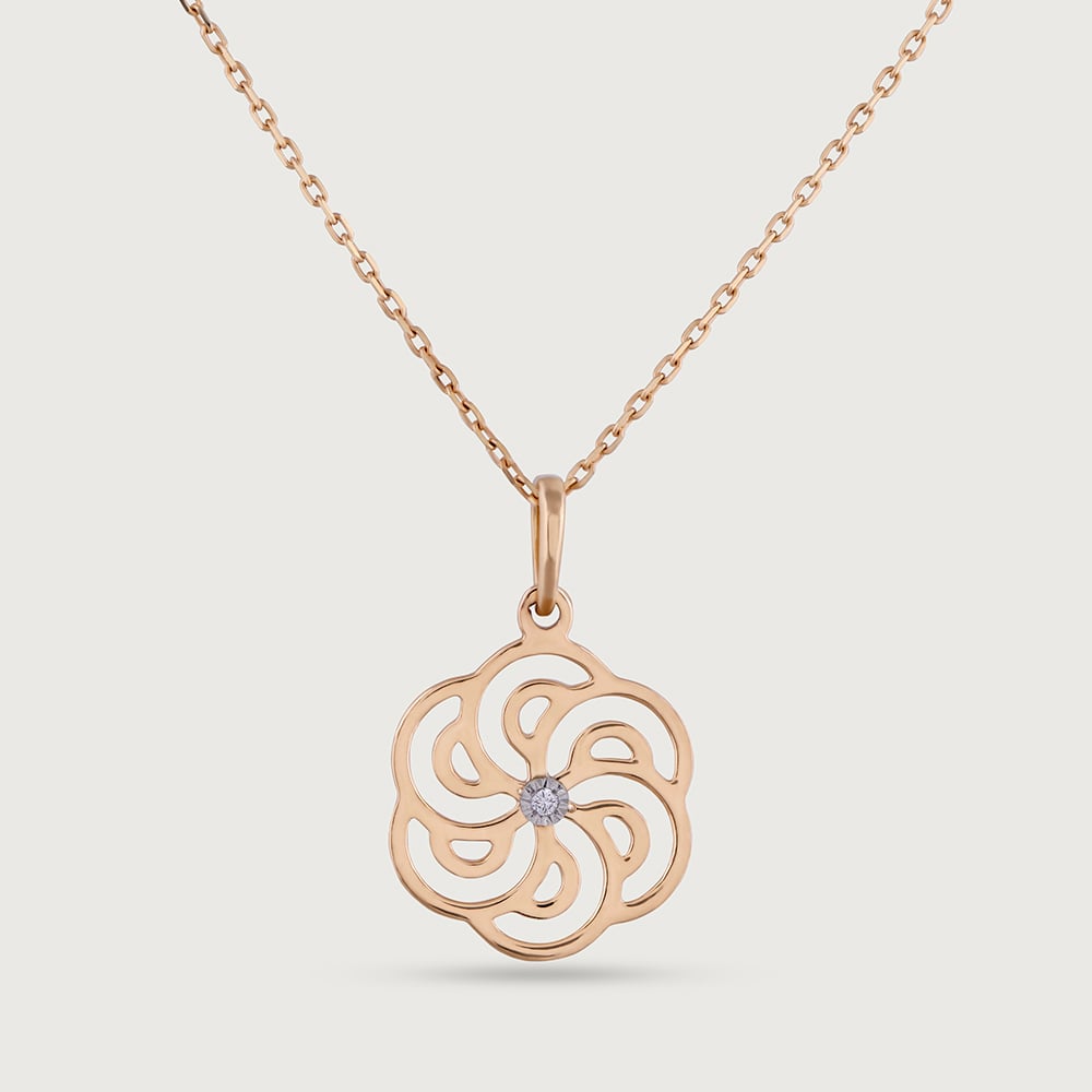 Elegant Floral Gold & Diamond Pendant,,hi-res image number null