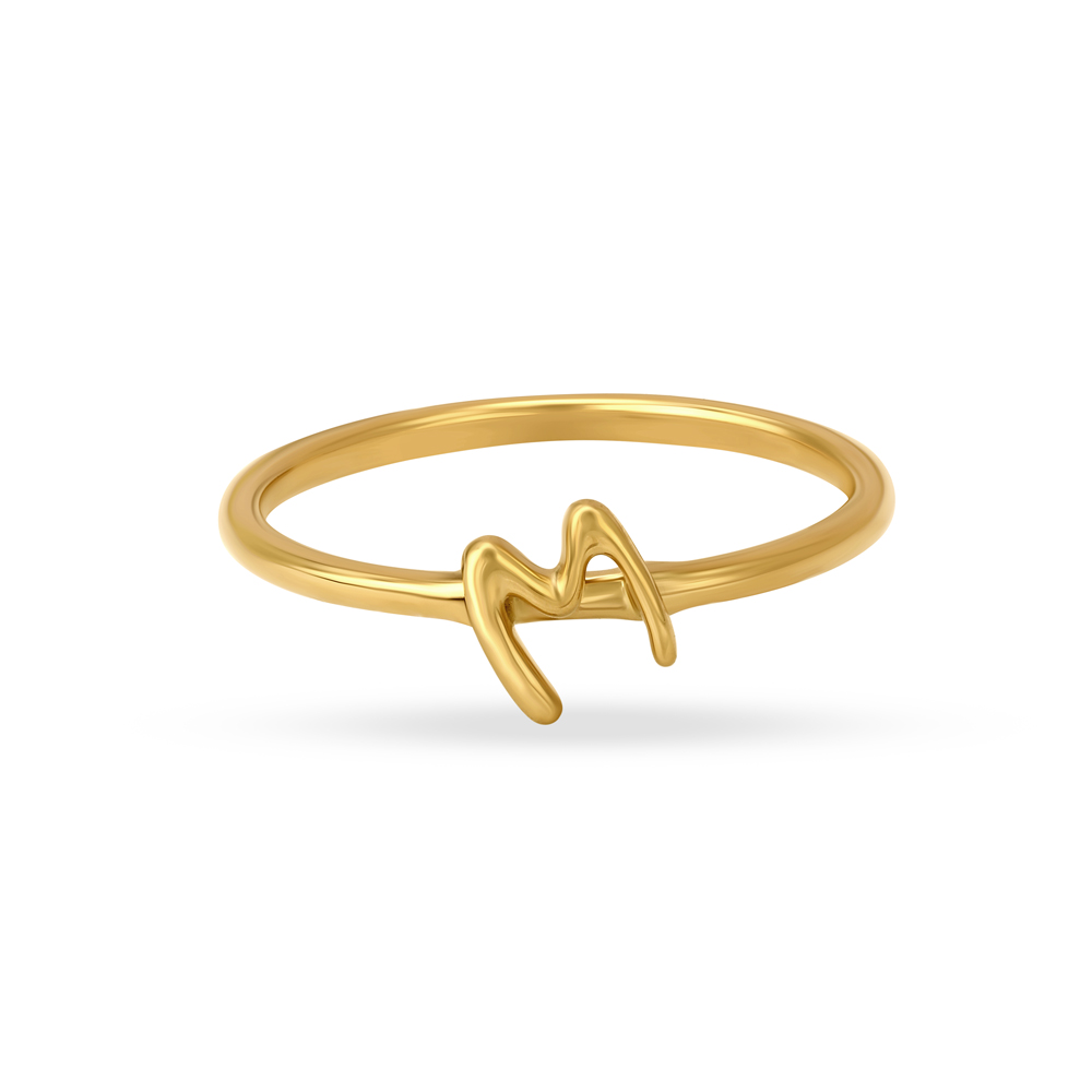 Letter M 14KT Yellow Gold Initial Ring,,hi-res image number null