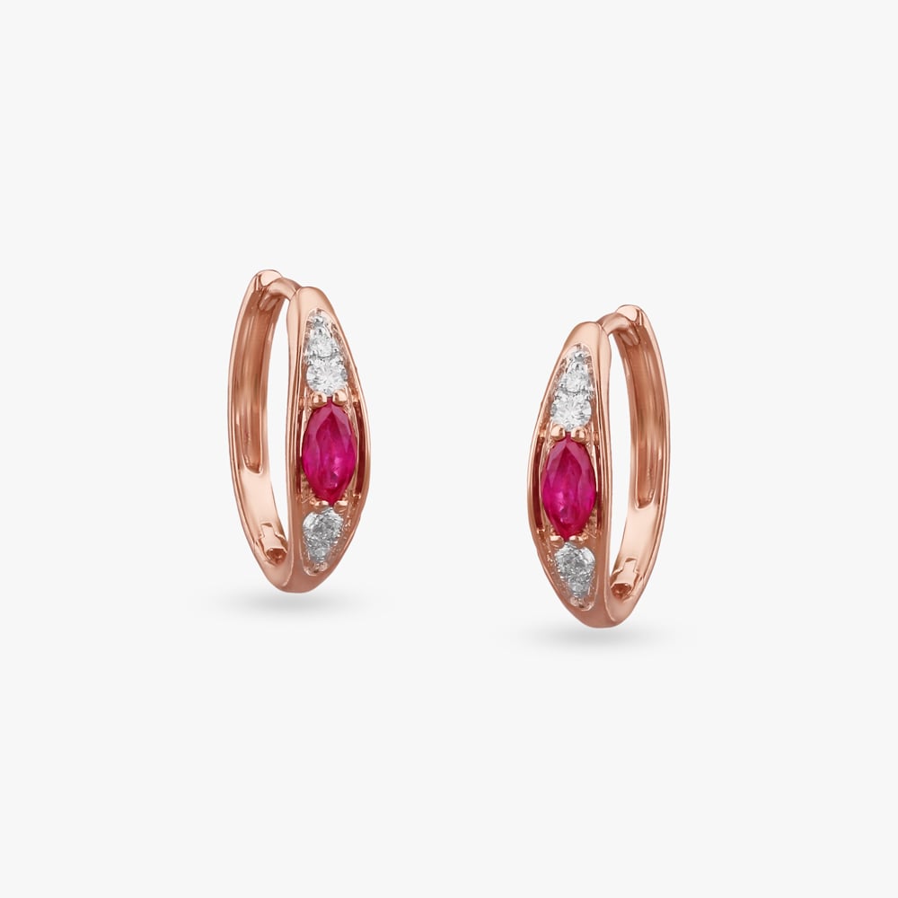Crimson Glint Diamond Hoop Earrings,,hi-res image number null
