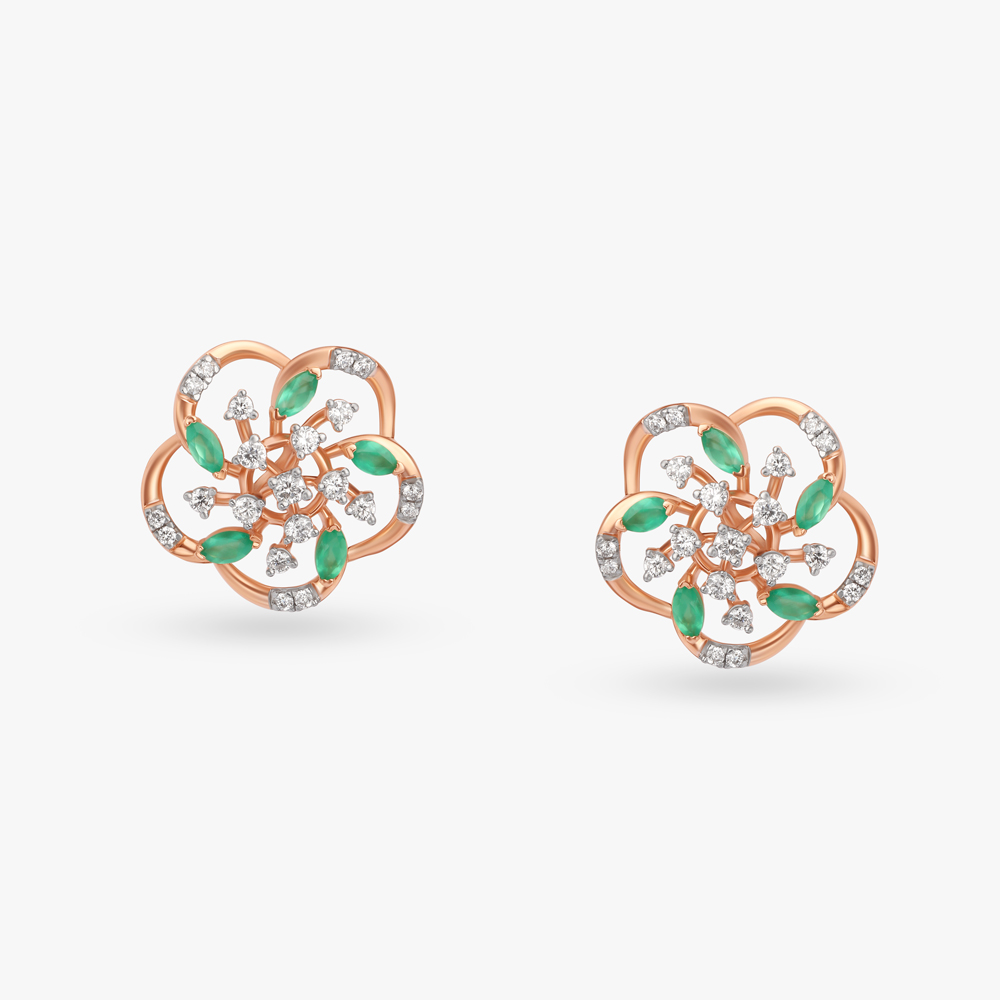 Verdant Flower Diamond Pendant and Earrings Set,,hi-res image number null