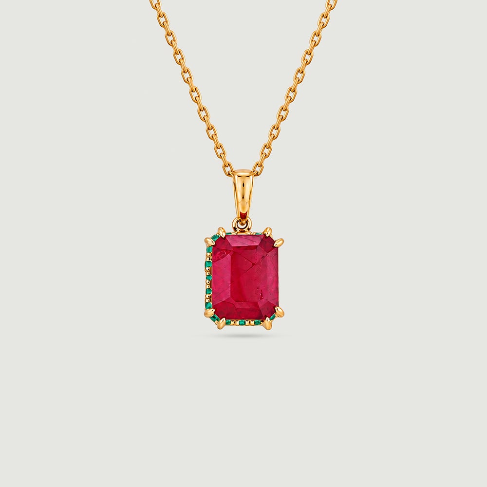 Bold Framed Onyx and Ruby Pendant,,hi-res image number null