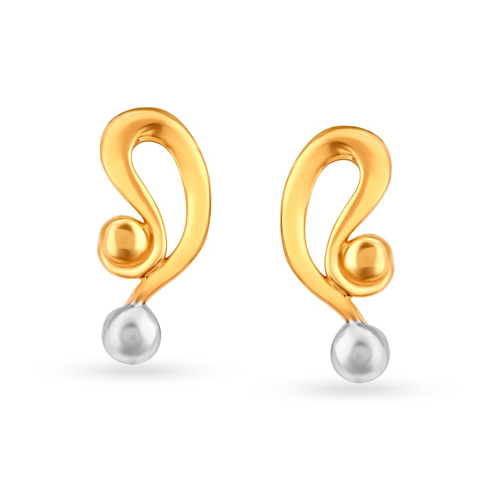 

Contemporary Curvy Gold Stud Earrings for Kids
