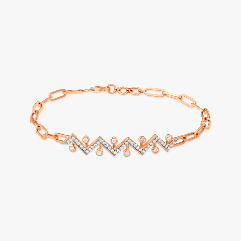 Unisex Rose Gold Pyramid Bracelet with Zircon Diamond – GT collection