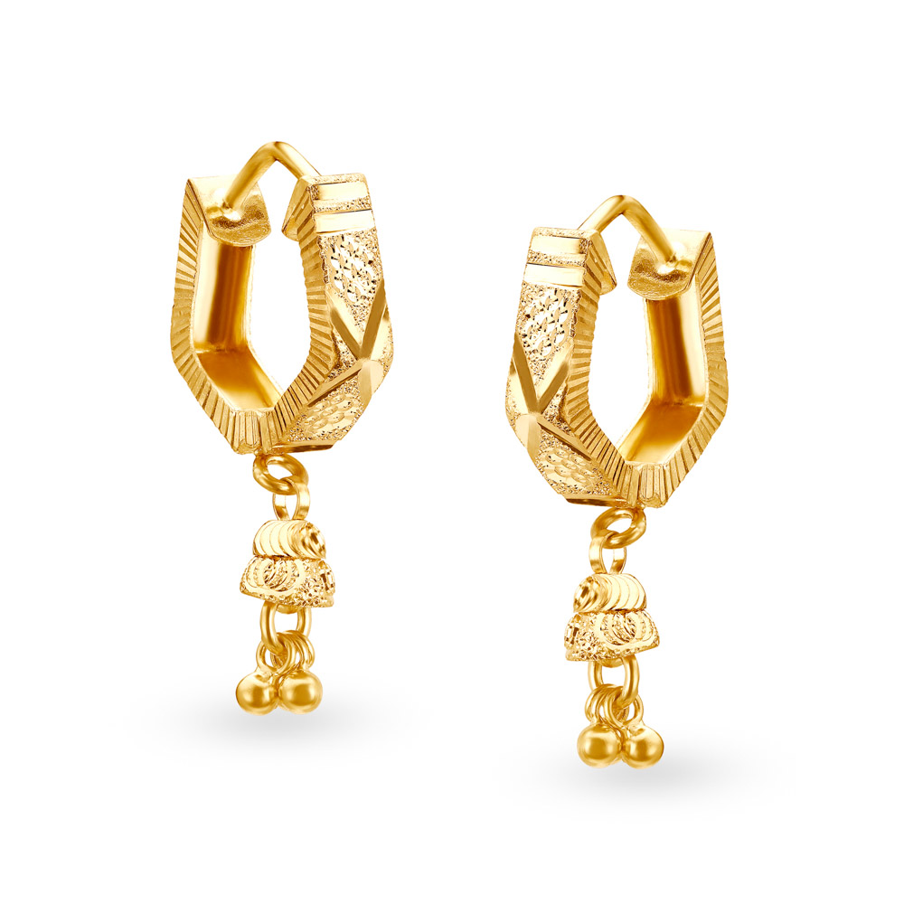 Contemporary Gold Chandelier Bell Hoops,,hi-res image number null