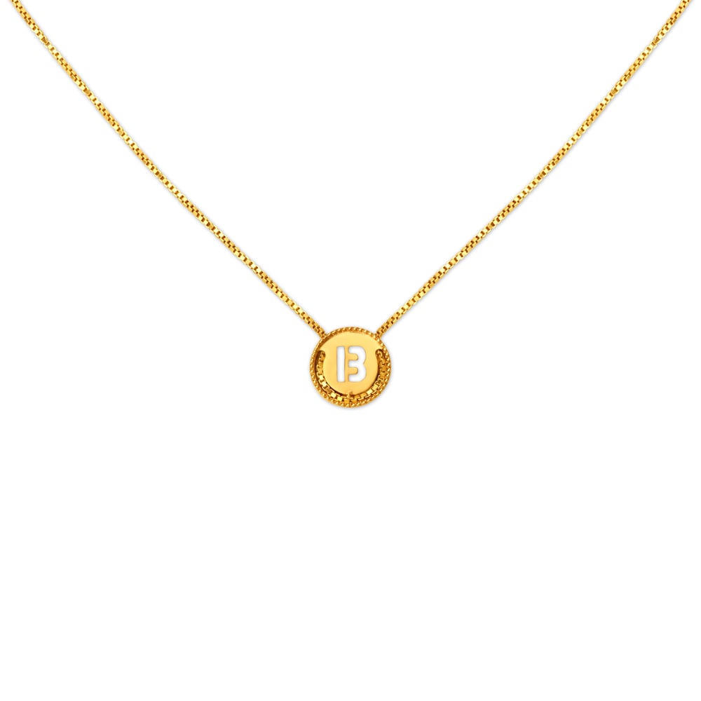 Letter B Gold Pendant with Chain For Kids