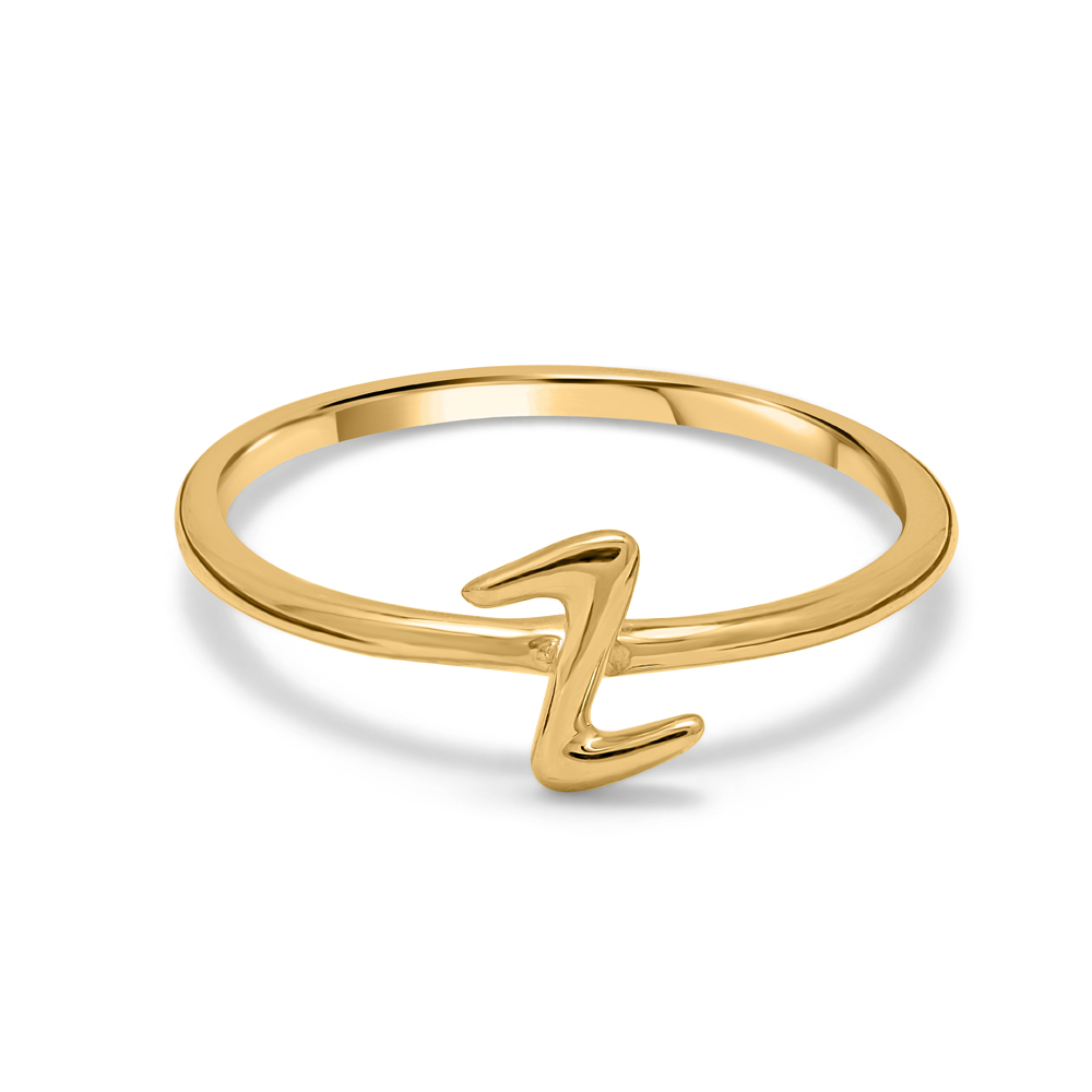 Letter Z 14KT Yellow Gold Initial Ring,,hi-res image number null