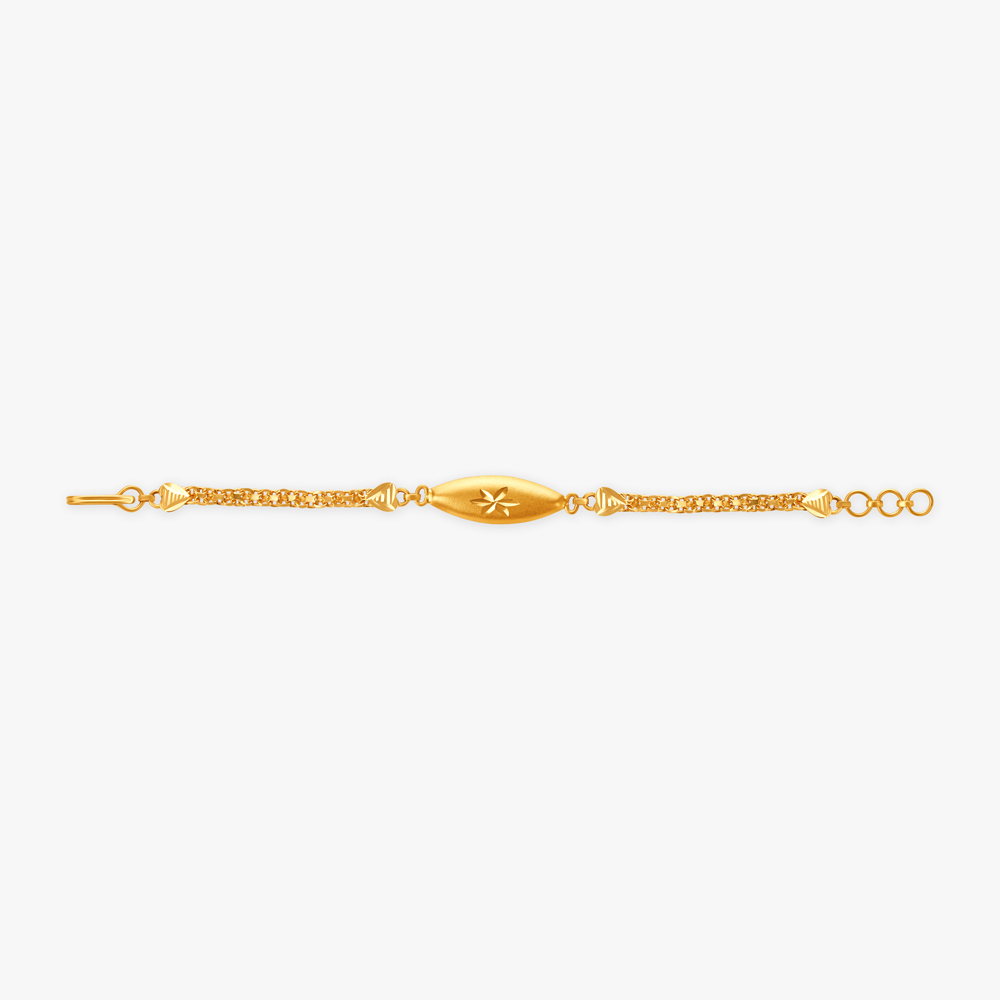 Charming Textured Floral Gold Bracelet for Kids,,hi-res image number null