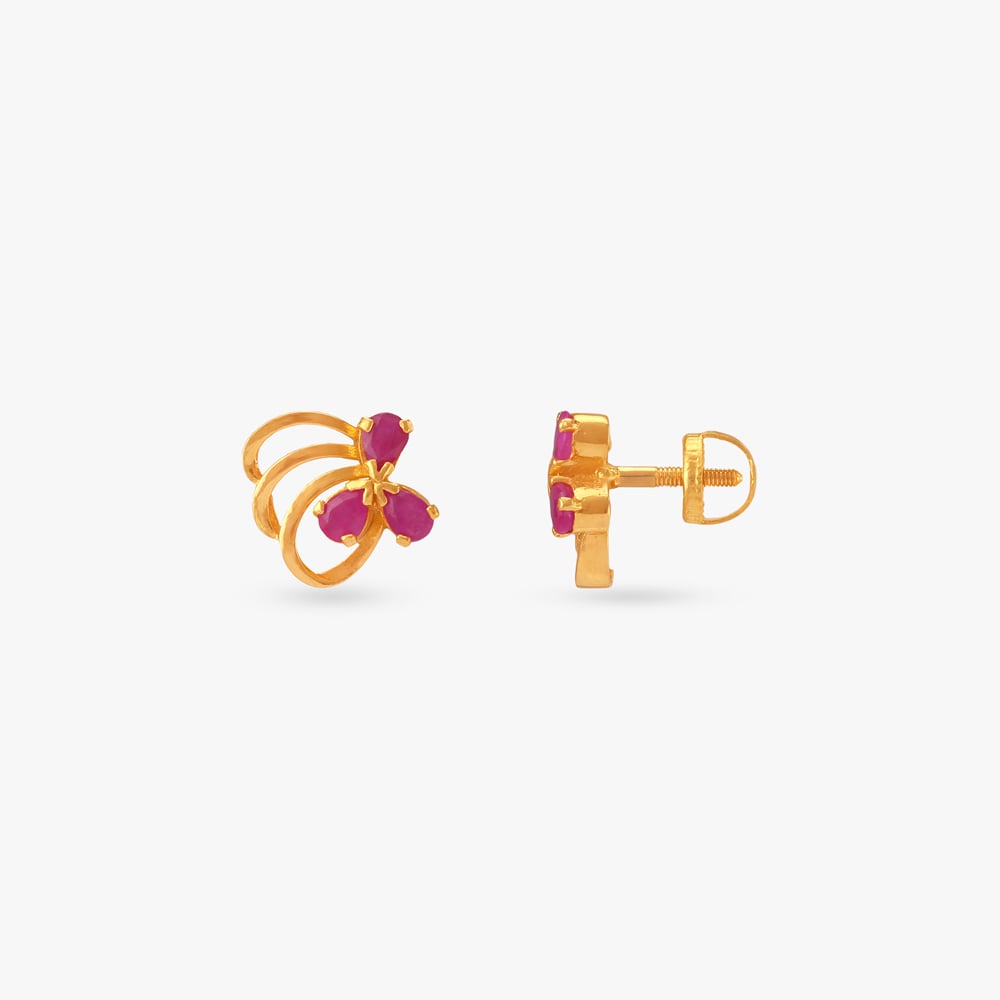 Playful Curvy Ruby Stud Earrings,,hi-res image number null