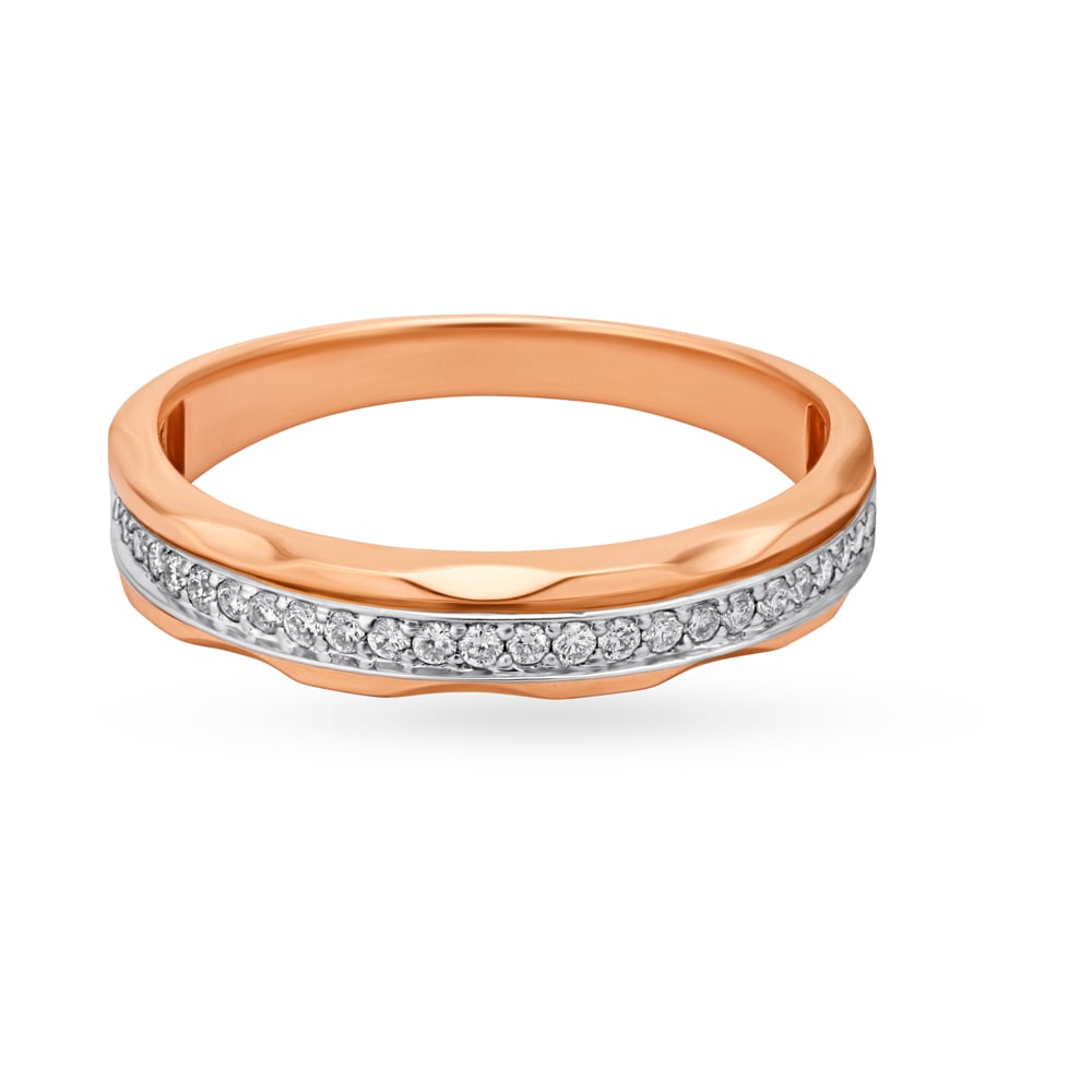 

Wavy White and Rose Gold Diamond Finger Ring