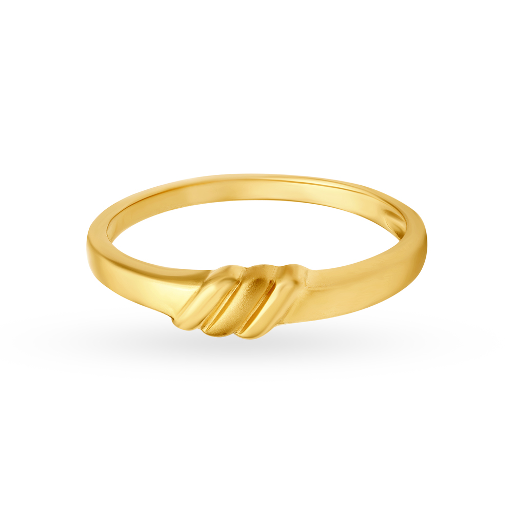Suave 22 Karat Yellow Gold Ridged Finger Ring,,hi-res image number null