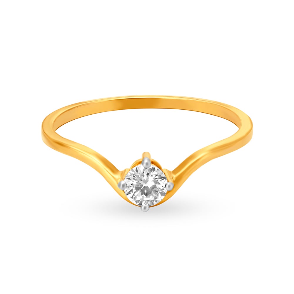 Sparkling 18 Karat Yellow Gold Solitaire Finger Ring,,hi-res image number null