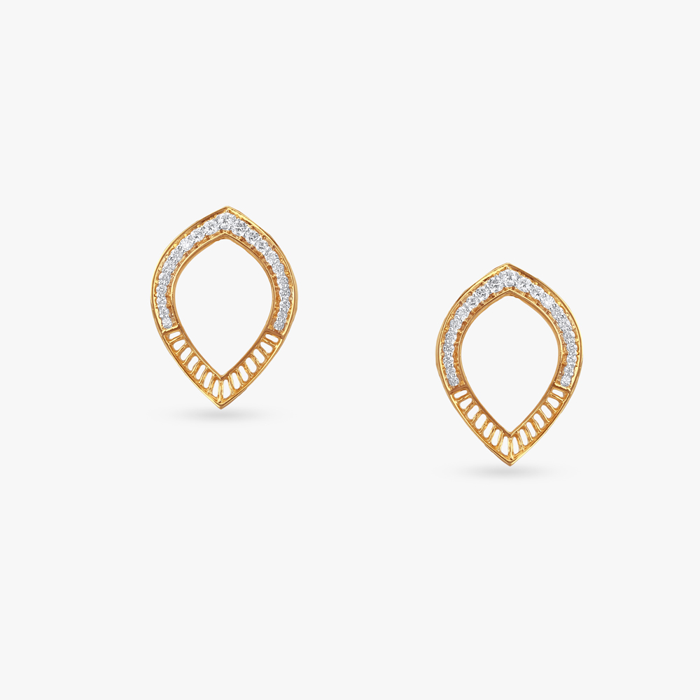 Artistic Leaf Diamond Stud Earrings,,hi-res image number null