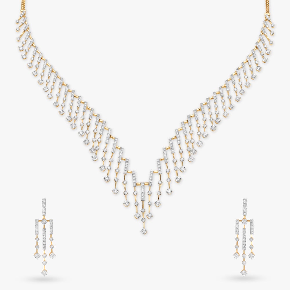 Fringed Delights Natural diamond Necklace Set,,hi-res image number null