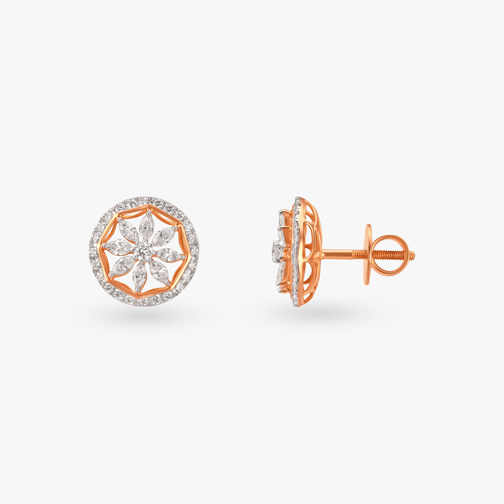 Radiant Bloom Diamond Stud Earrings,,hi-res image number null