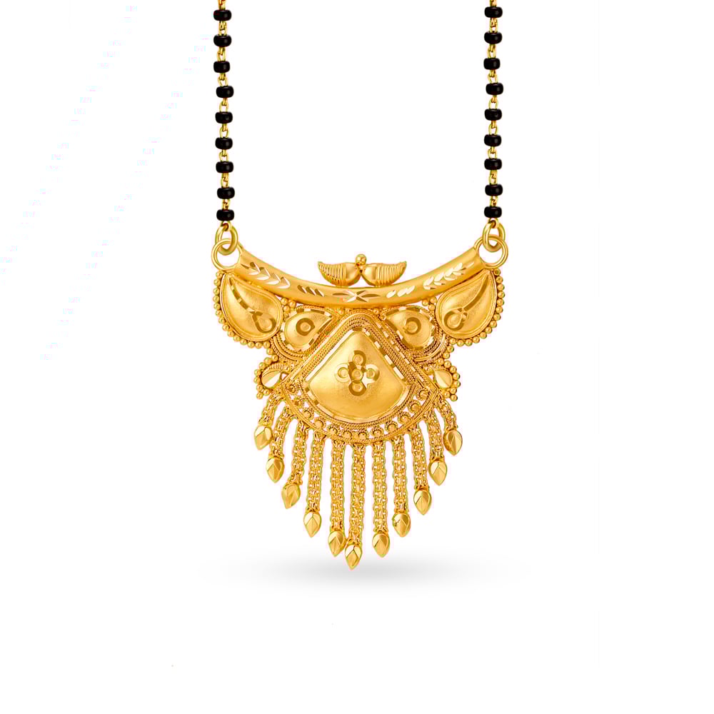 Magnificent Traditional Black Bead and Gold Mangalsutra Pendant,,hi-res image number null