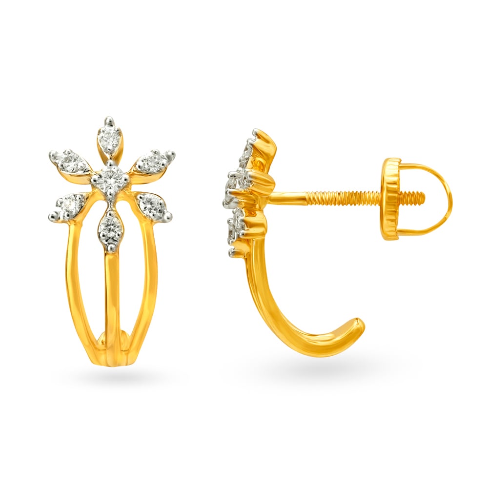 Spectacular Floral Diamond Hoop Earrings,,hi-res image number null