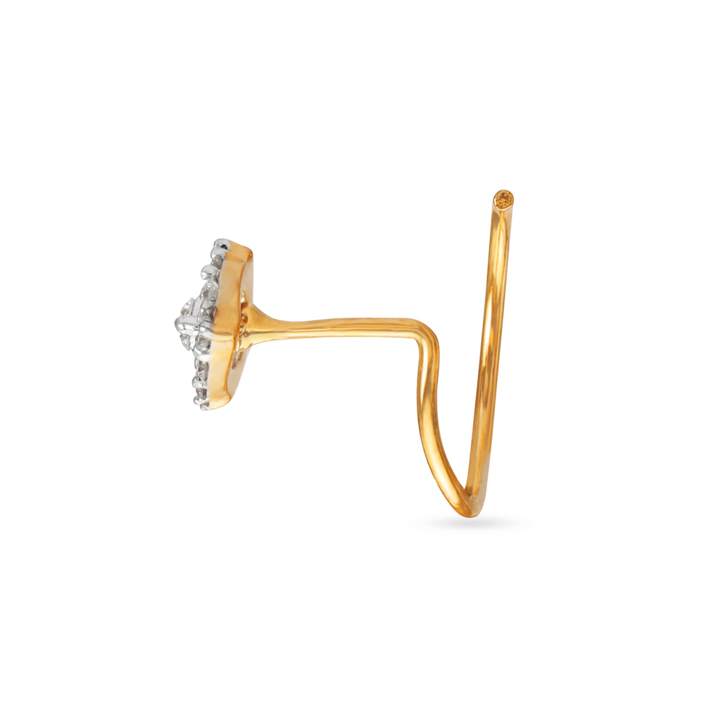 Elegant Diamond and Gold Nose Pin,,hi-res image number null