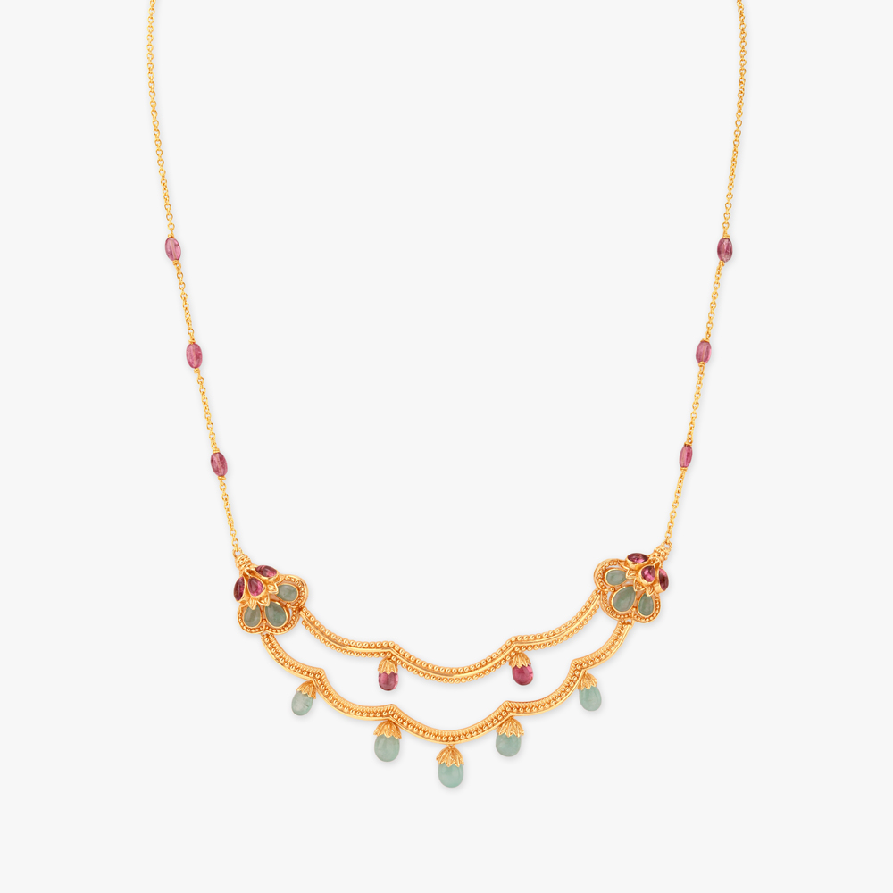 Floral Drape Gold Necklace Set,,hi-res image number null