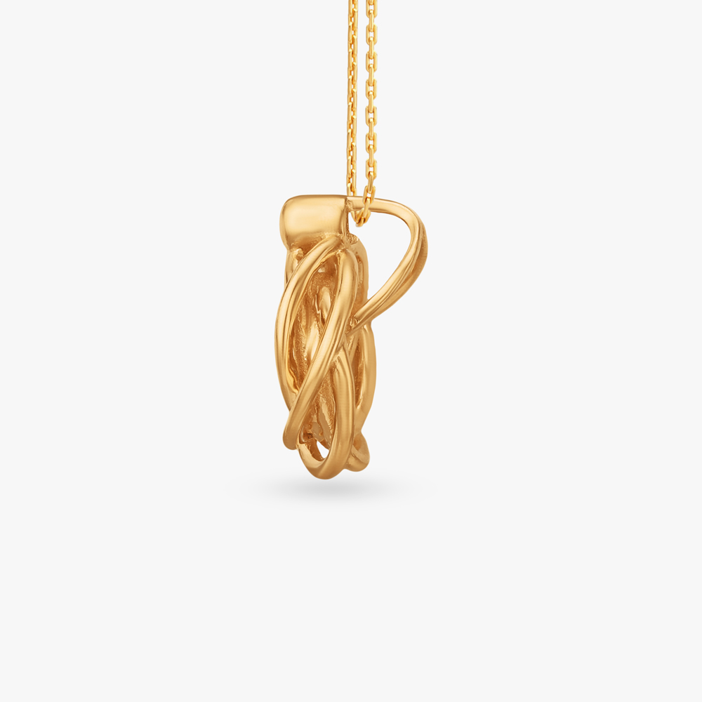 Knot Flow Gold Pendant and Earring Set,,hi-res image number null