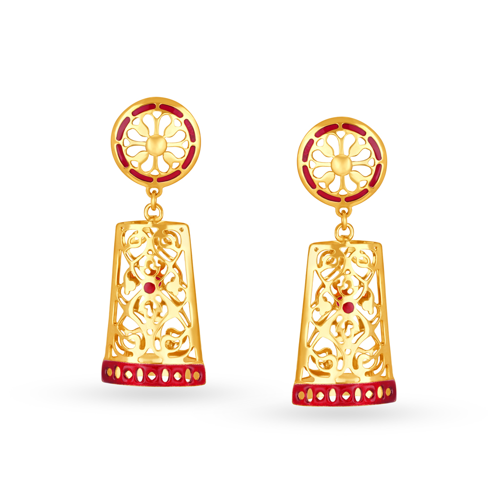 Captivating 22 Karat Yellow Gold Drop Earrings,,hi-res image number null
