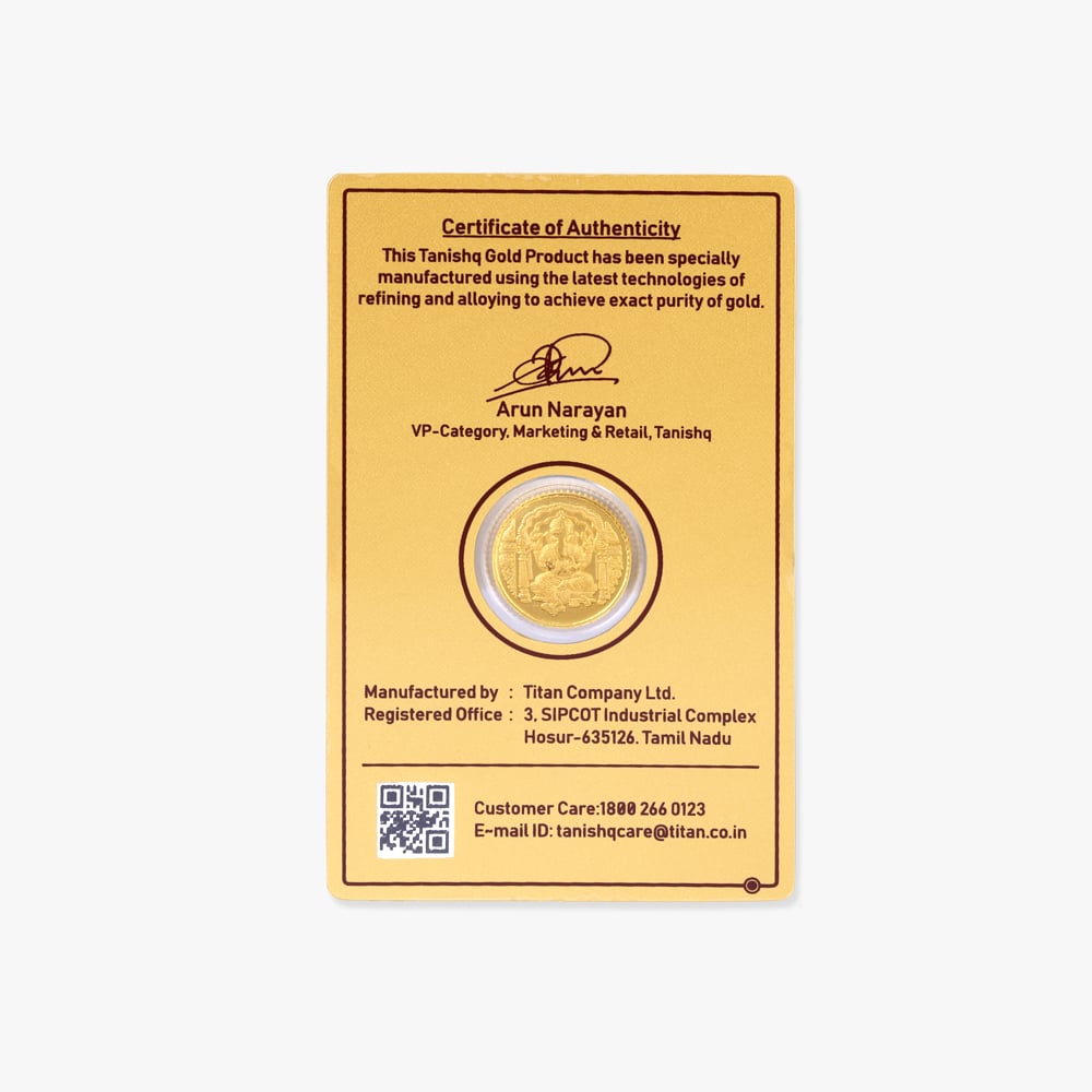 5 gram 24 Karat Gold Coin with Lord Ganesha Motif,,hi-res image number null