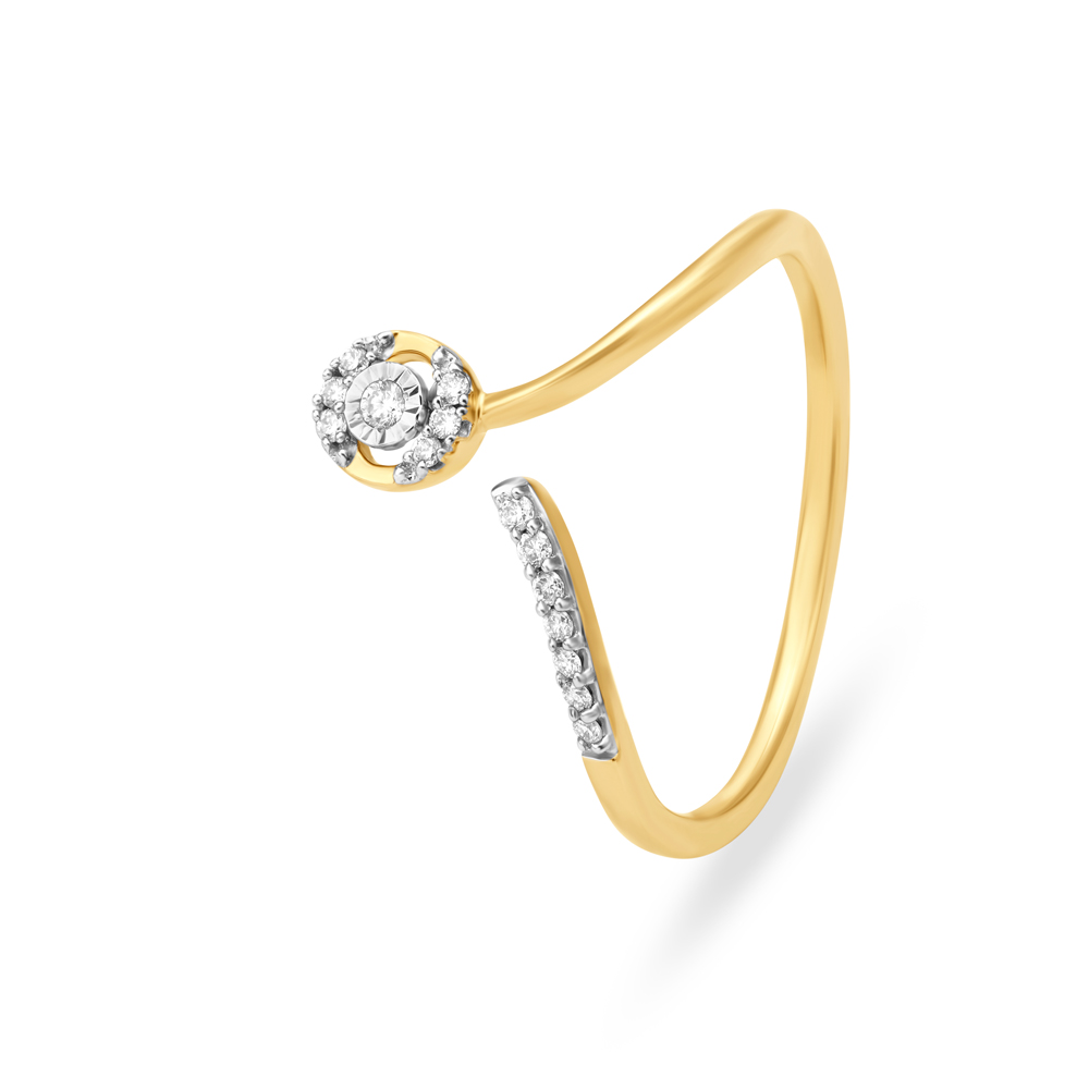 Artistic Geometric Diamond Gold Finger Ring