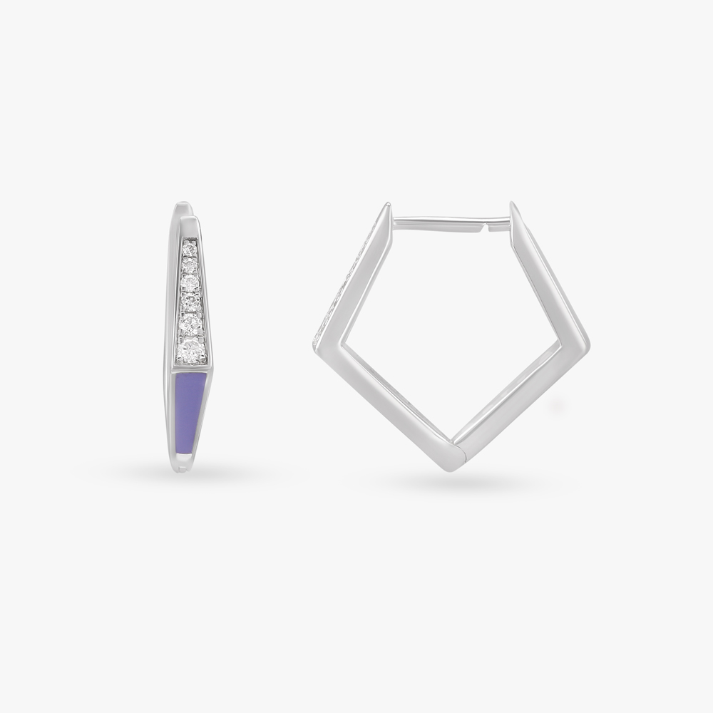 Chic Angled Diamond Hoop Earrings,,hi-res image number null