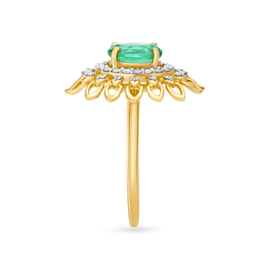 Chic Floral Diamond Encrusted Gold Finger Ring,,hi-res image number null