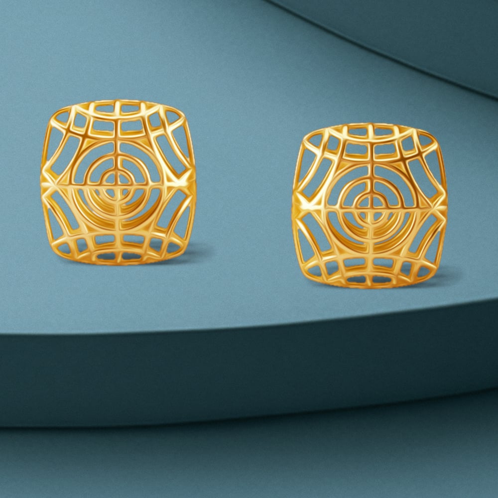 

Enchanted Grid Gold Stud Earrings