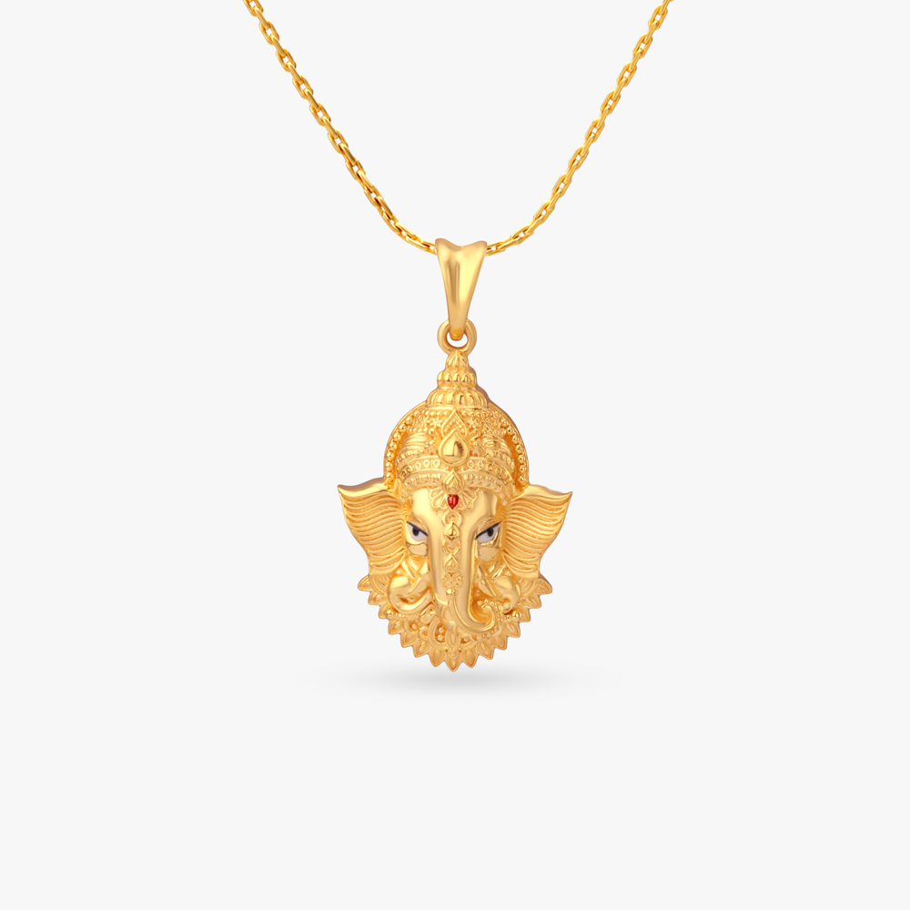 Ganesh Crest Gold Pendant,,hi-res image number null