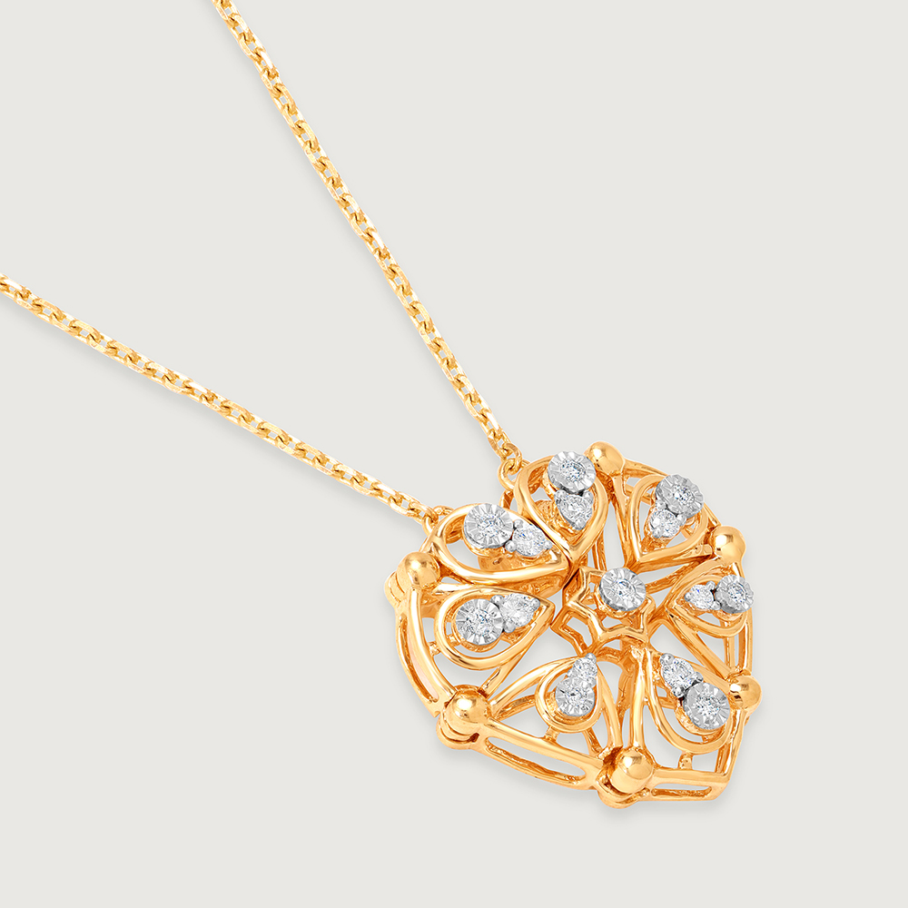 Transformable heart 14KT Gold & Diamond Necklace,,hi-res image number null