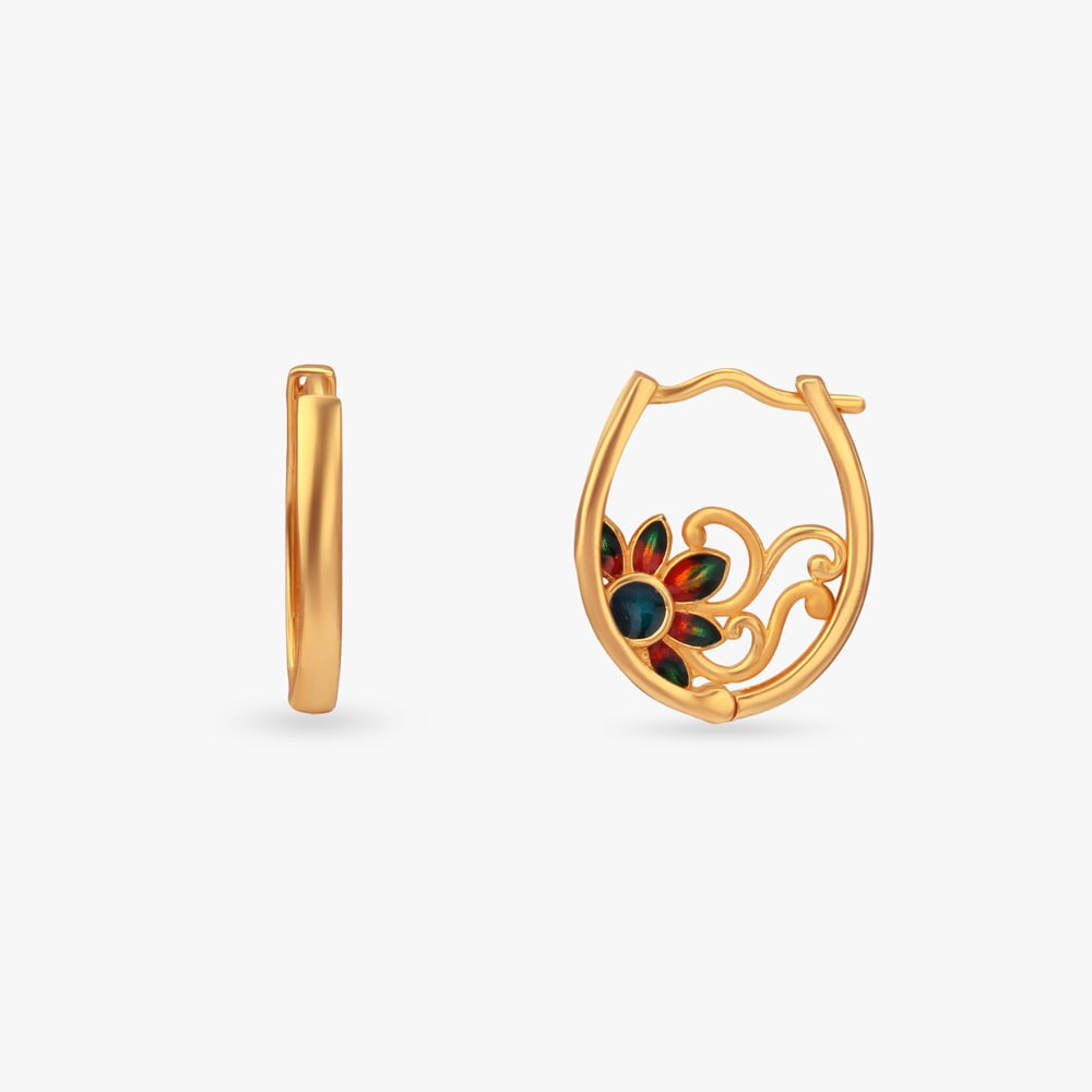 Enchanted Plume Gold Hoop Earrings,,hi-res image number null