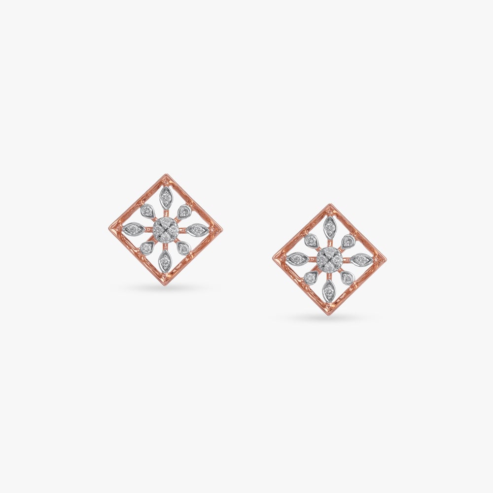 Bloom Square Diamond Stud Earrings,,hi-res image number null