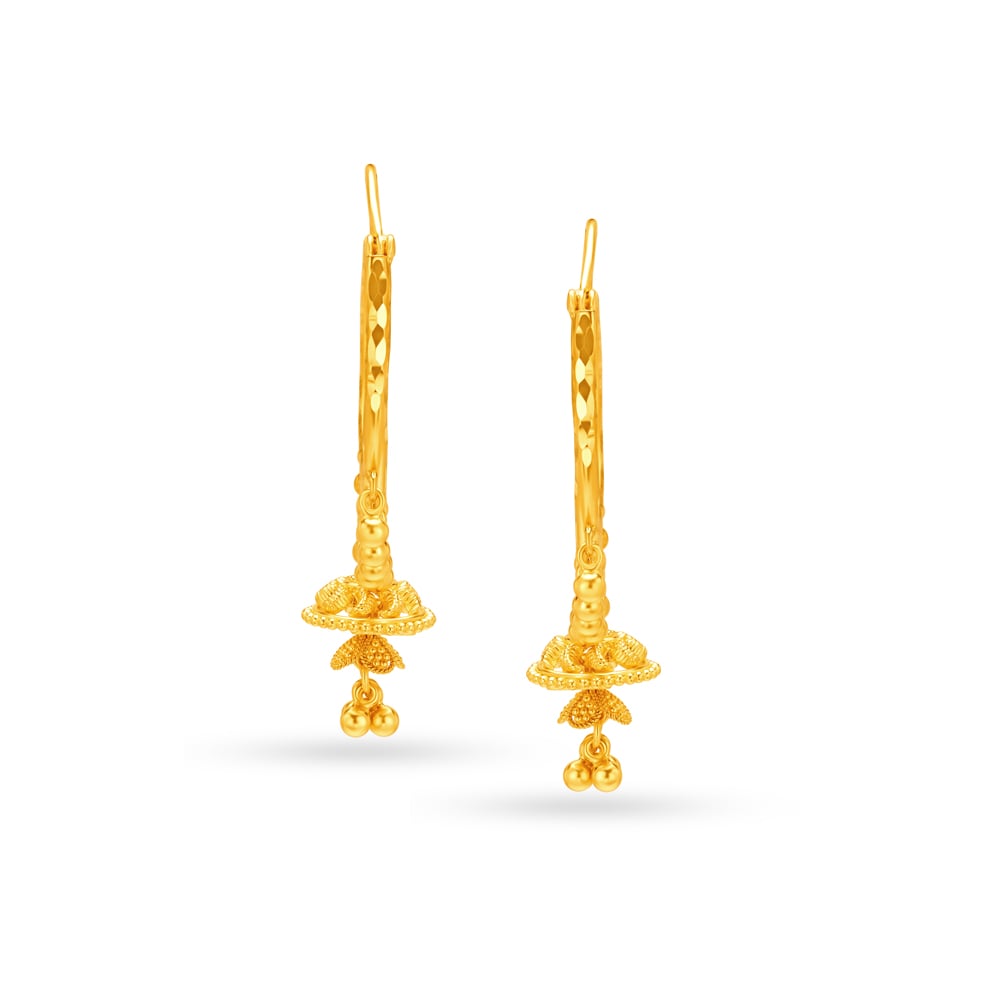 Pristine Gold Hoops with Jhumka,,hi-res image number null