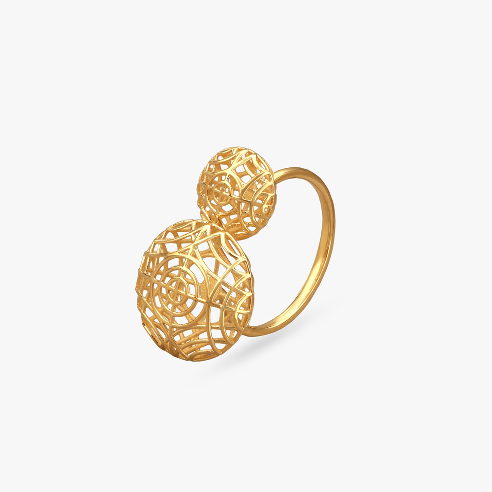 Sculpted Sphere Gold Finger Ring,,hi-res image number null