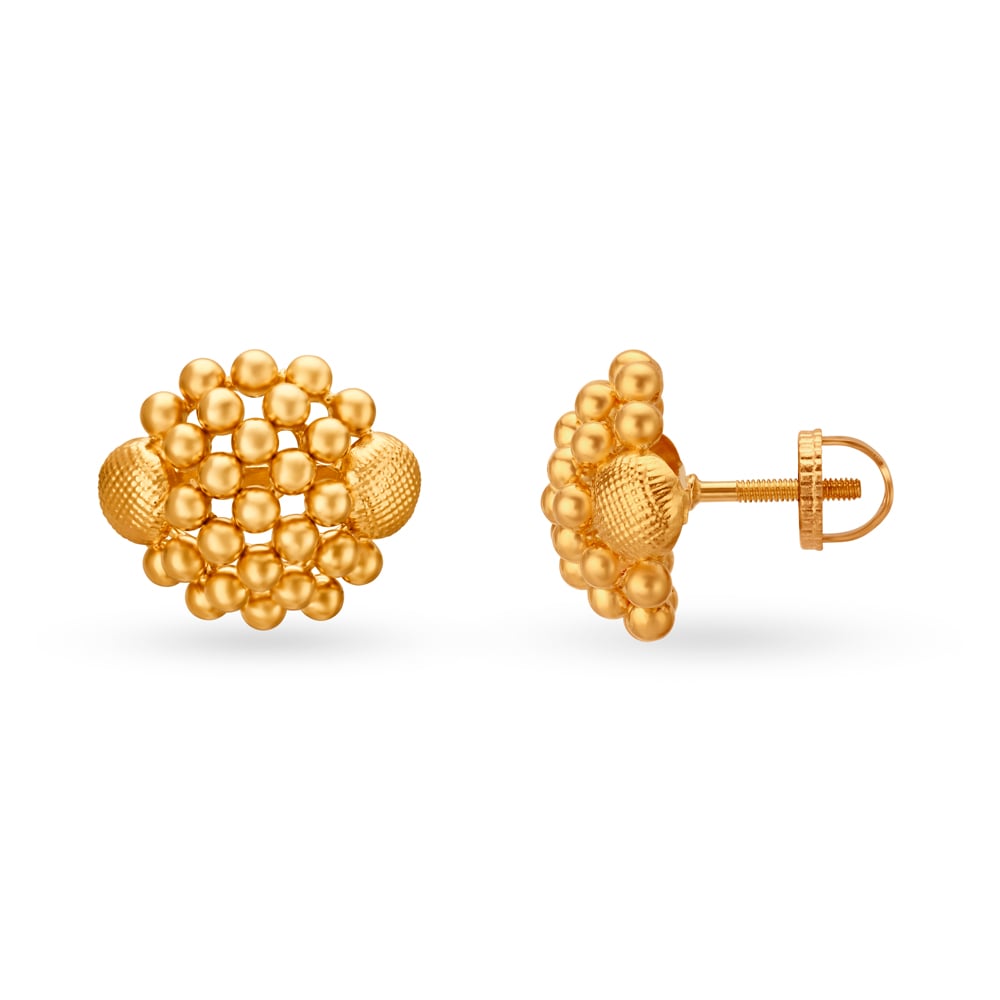 Striking Yellow Gold Beaded Necklace and Earrings Set,,hi-res image number null