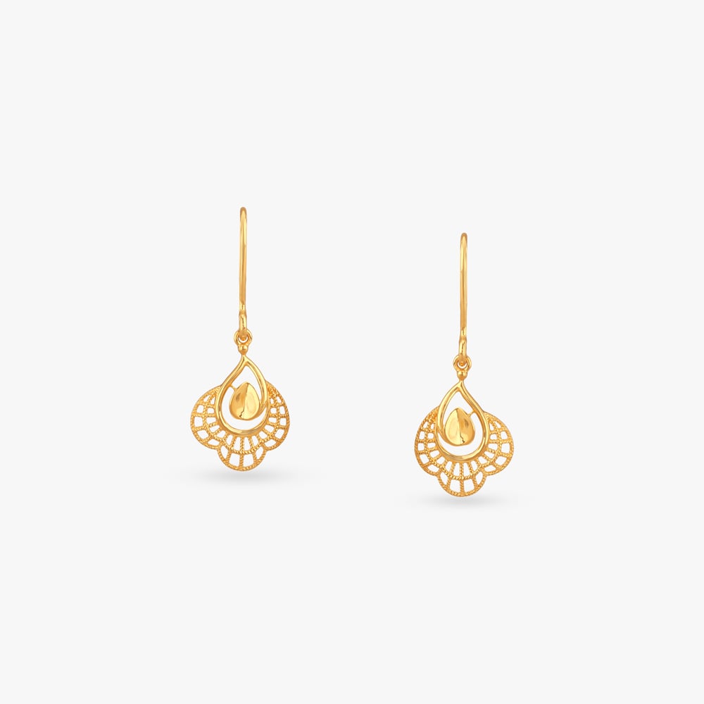 

Fan Teardrop Gold Drop Earrings