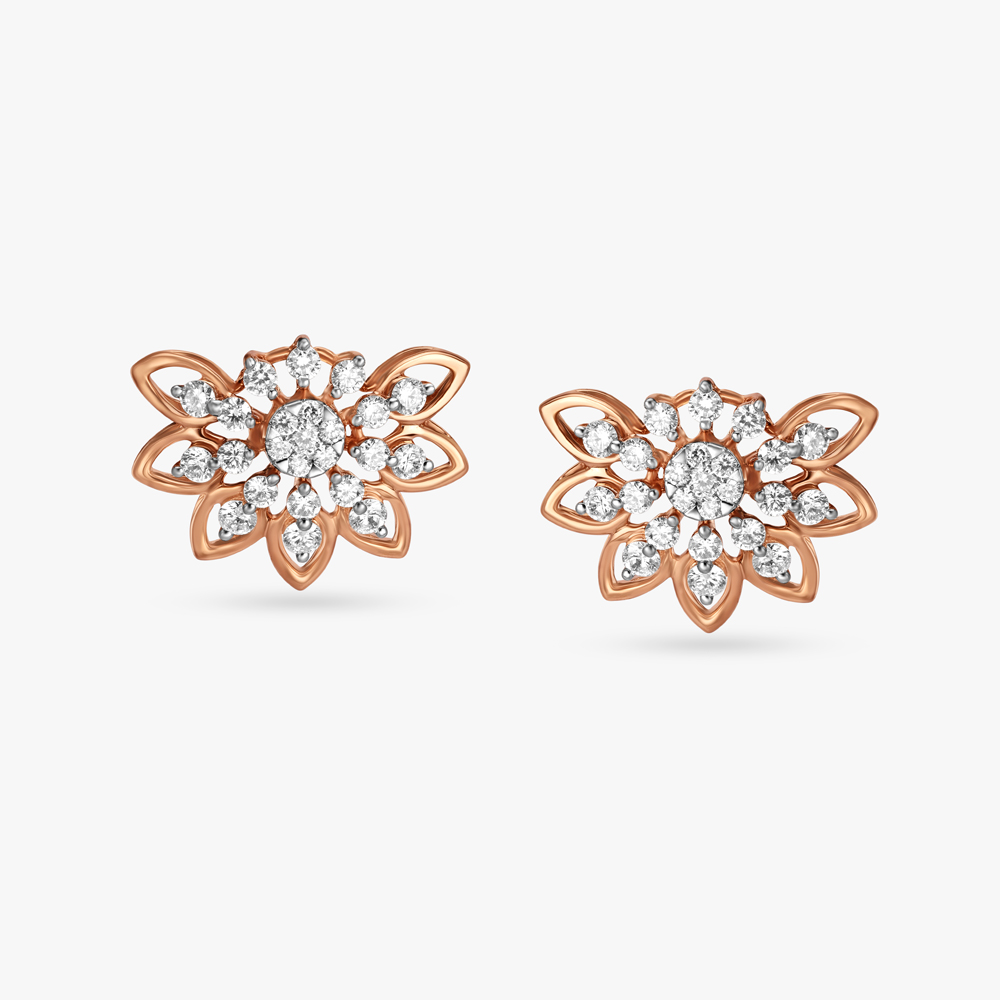Classic Floral Diamond Stud Earrings,,hi-res image number null