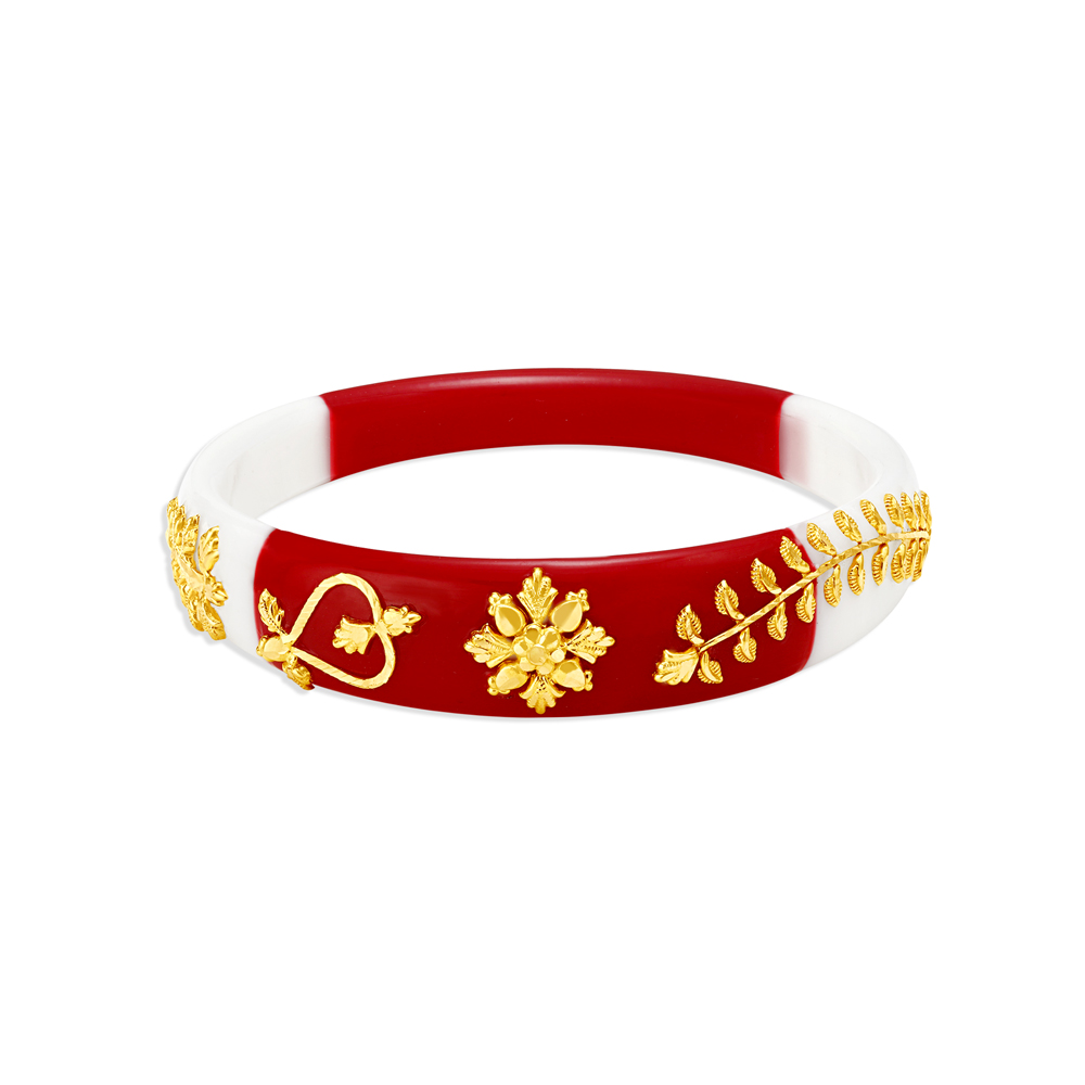 Exquisite Gold Bengali Shankha Pola Bangles,,hi-res image number null